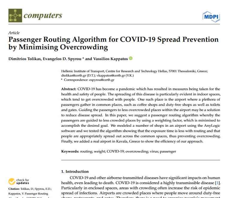 Passenger Routing Algorithm for COVID-19 Spread Prevention by Minimising Overcrowding