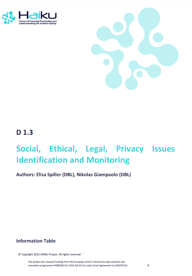 D1.3 Social, Ethical, Legal, Privacy issues identification and monitoring