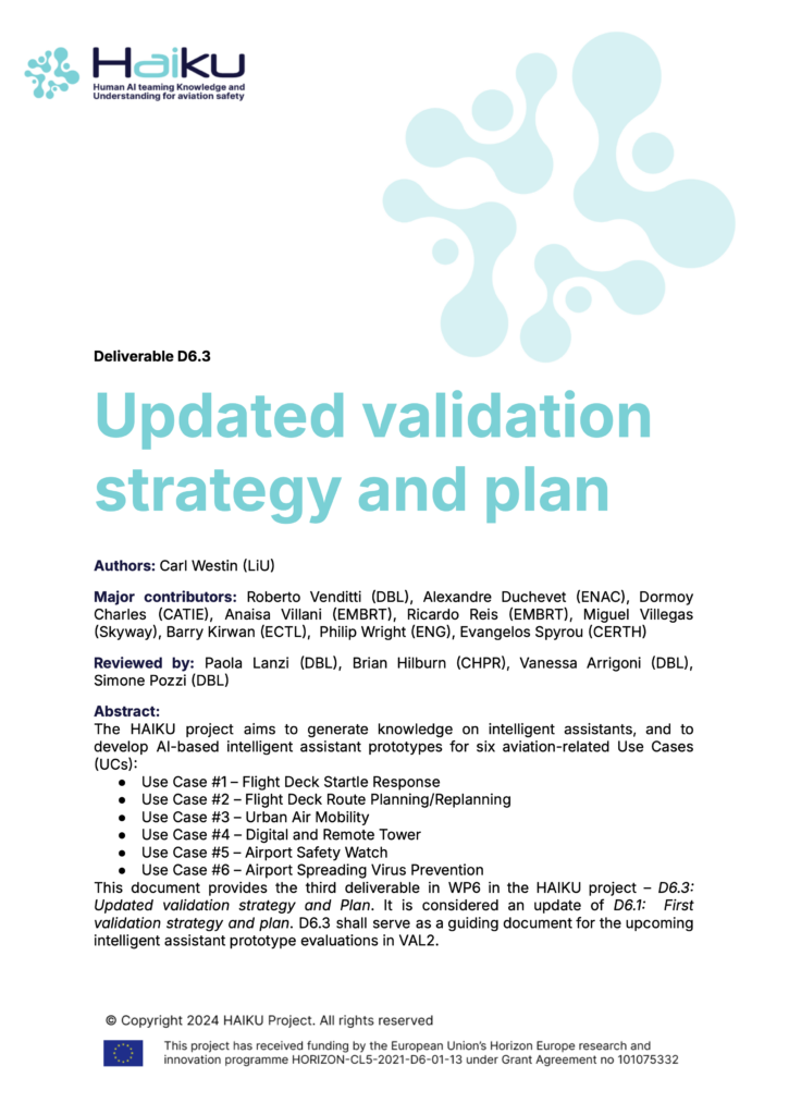 D6.3 Updated validation strategy and plan