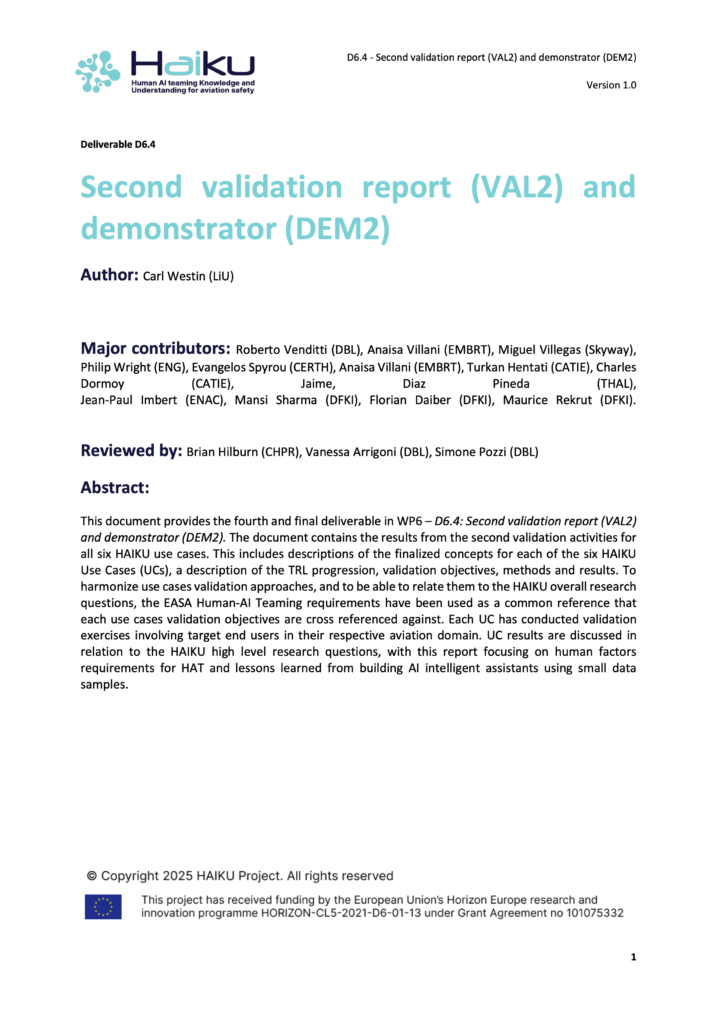 D6.4 Second validation report (VAL2) and demonstrator (DEM2)