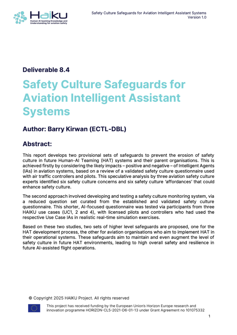 D8.4 Safety Culture Safeguards for Aviation Intelligent Assistant Systems